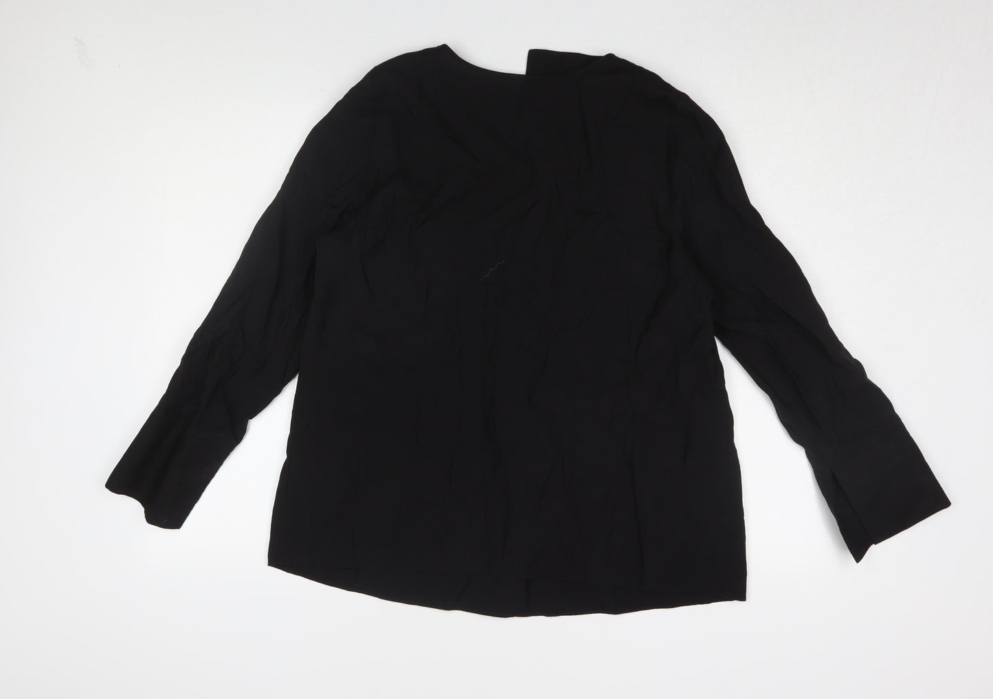 KLEY Women's Black Blouse Size 12 V-Neck Long Sleeve