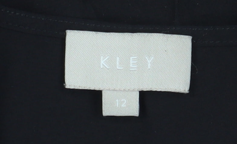 KLEY Women's Black Blouse Size 12 V-Neck Long Sleeve