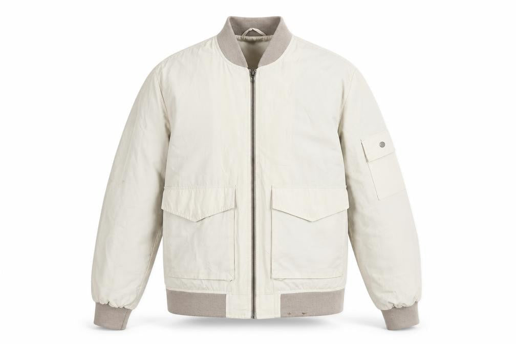 New Look Men's Ivory Bomber Jacket XS Classic Fit