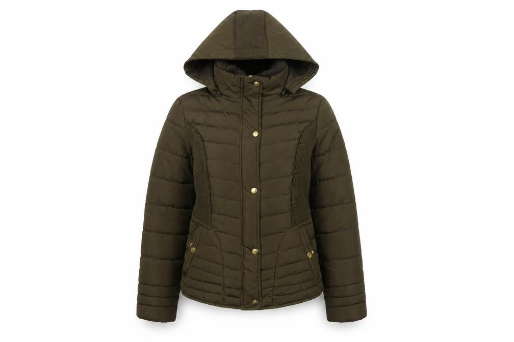 YMI Women's Green Puffer Jacket M Hooded Winter