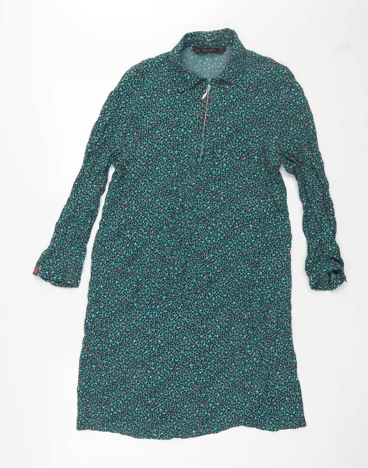 Zara Women's Green Polka Dot Shirt Dress, S