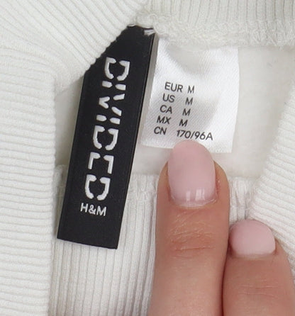 H&M Women's White Pullover Sweatshirt, Size 12