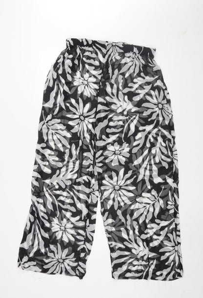 Topshop Women's Black Floral Wide-Leg Trousers