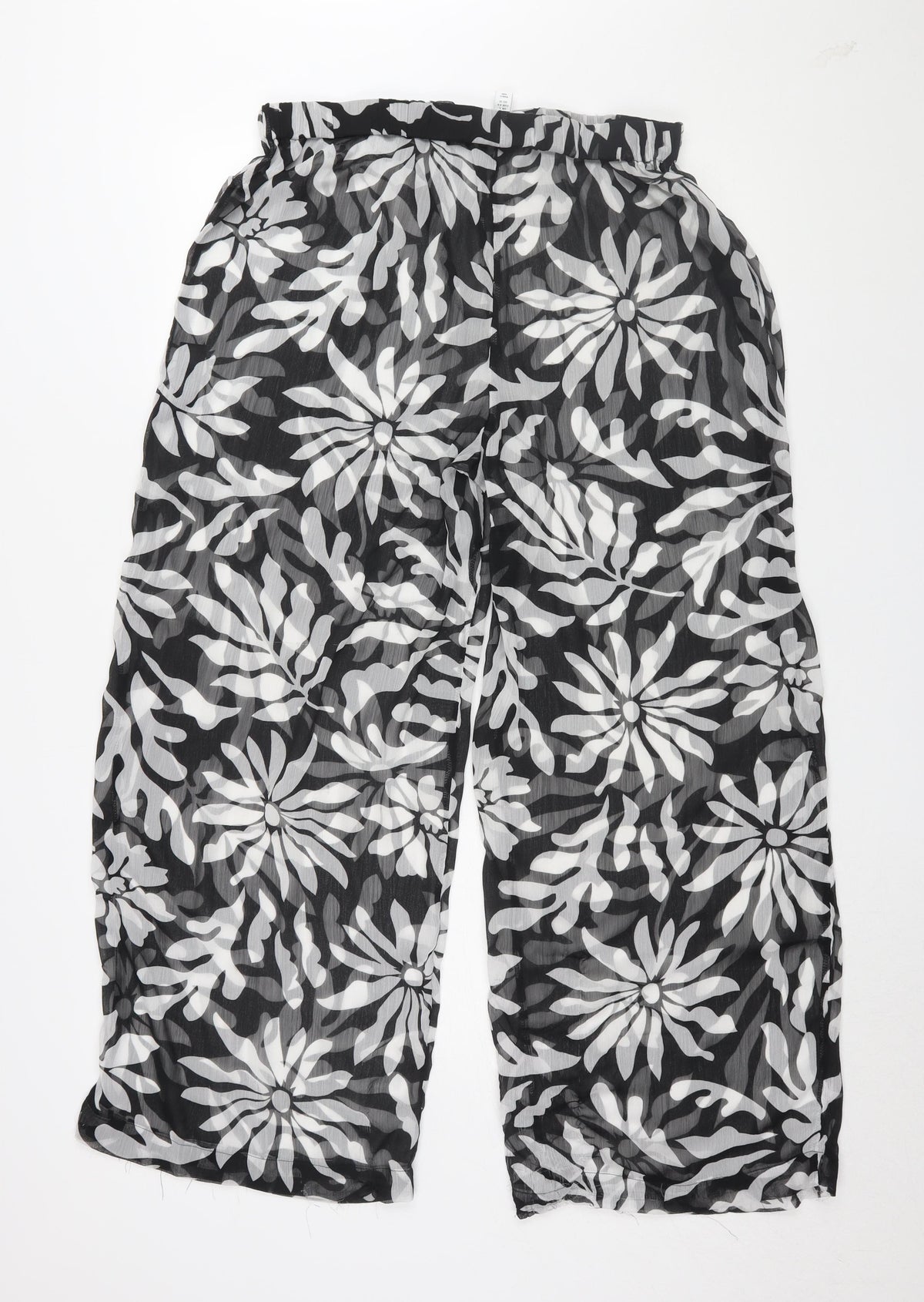 Topshop Women's Black Floral Wide-Leg Trousers