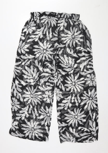 Topshop Women's Black Floral Wide-Leg Trousers