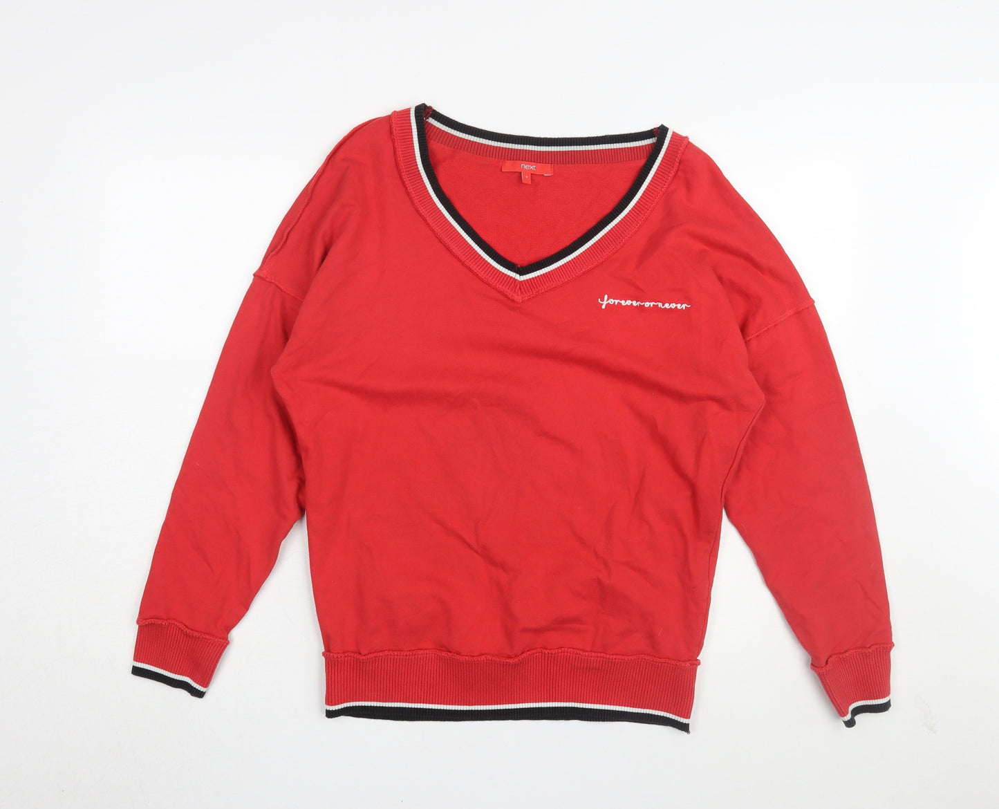 Next Women's Red V-Neck Pullover Sweatshirt Size 8