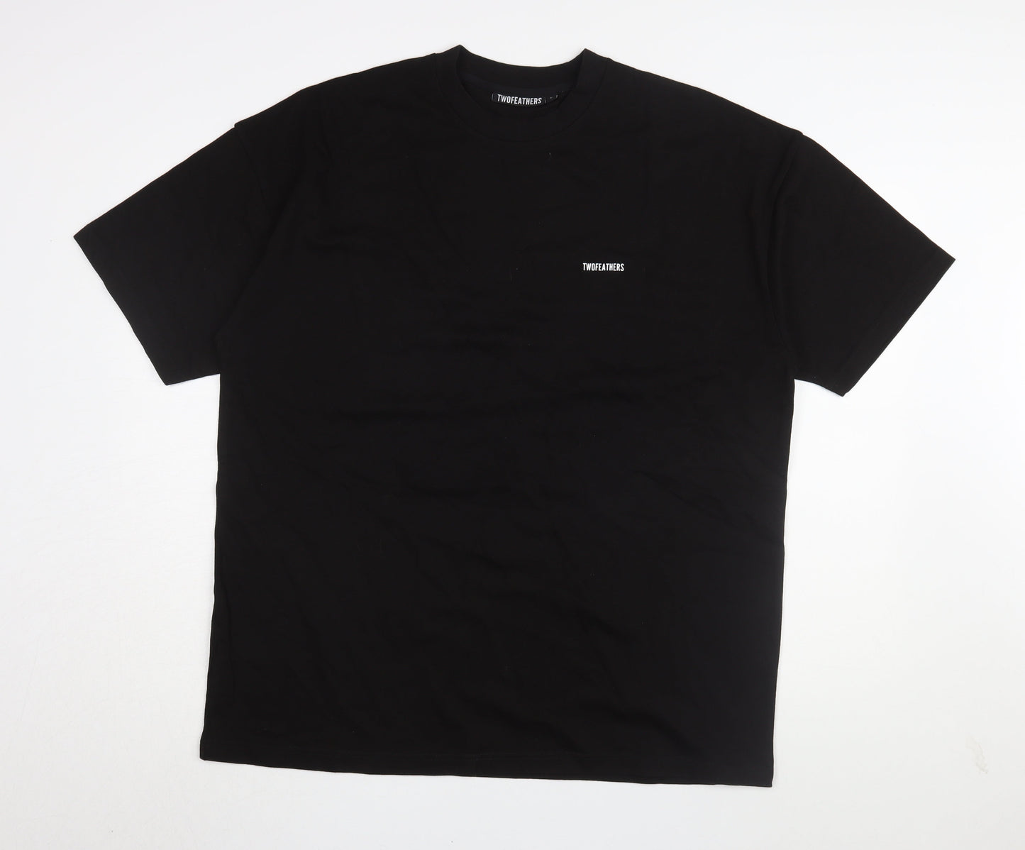 Twofeathers Black Cotton T-Shirt Large