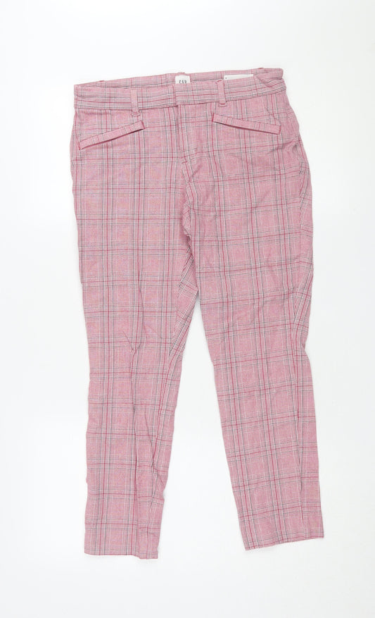 Gap Women's Pink Plaid Ankle Trousers Size 6