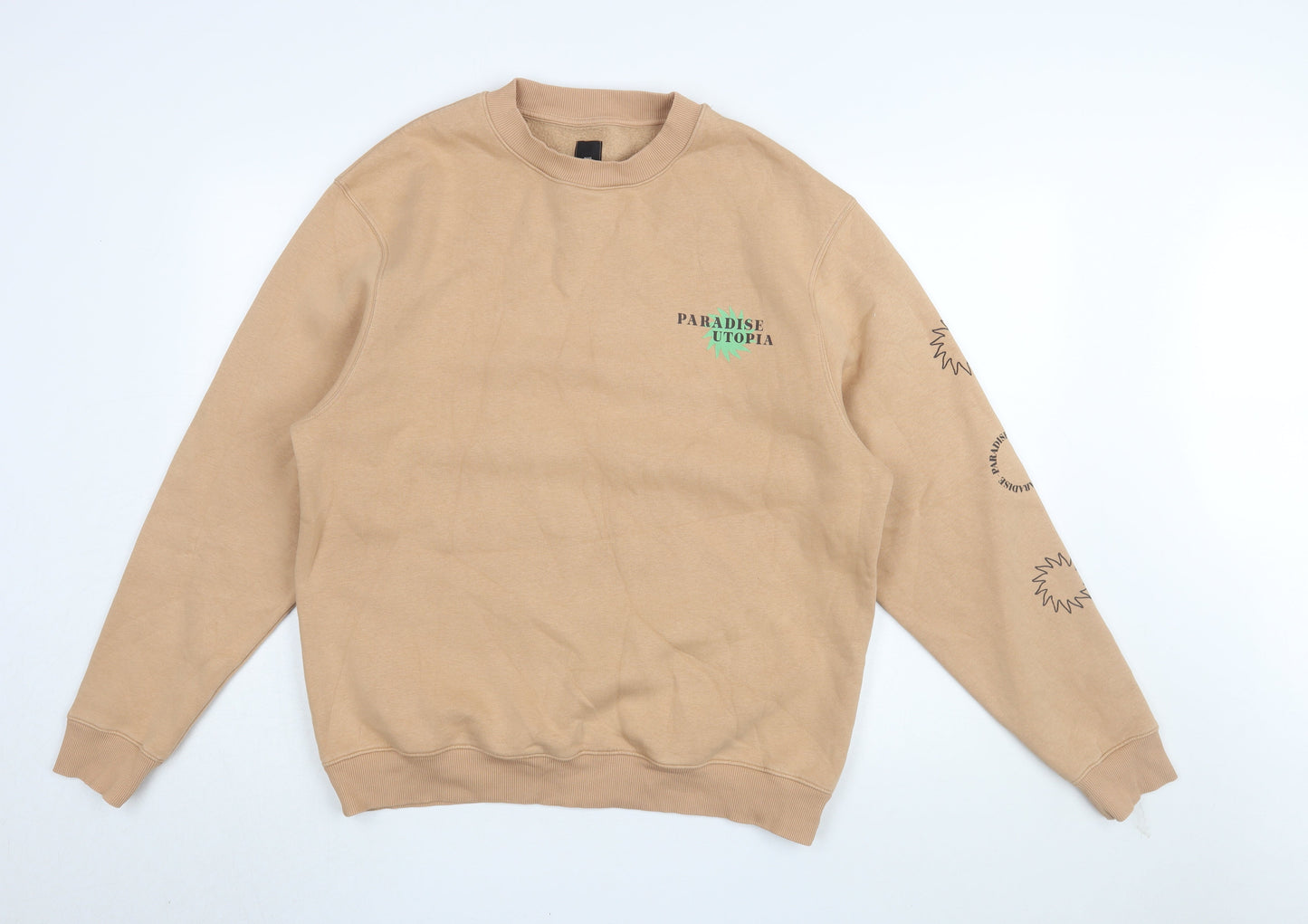 River Island Men's Beige Graphic Print Sweatshirt M