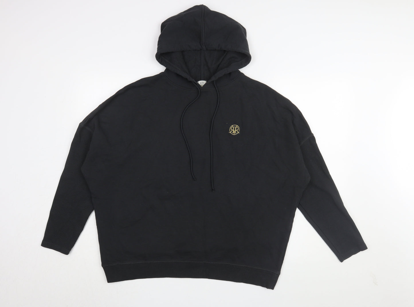 River Island Men's Black Pullover Hoodie L