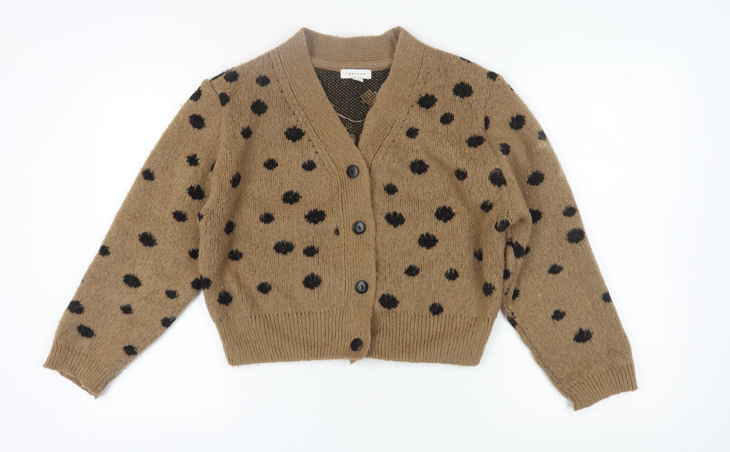 Topshop Women's Brown Polka Dot Cardigan Size S