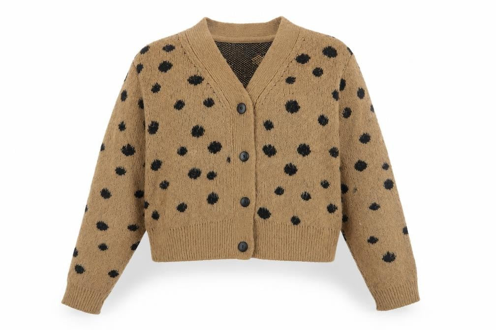 Topshop Women's Brown Polka Dot Cardigan Size S