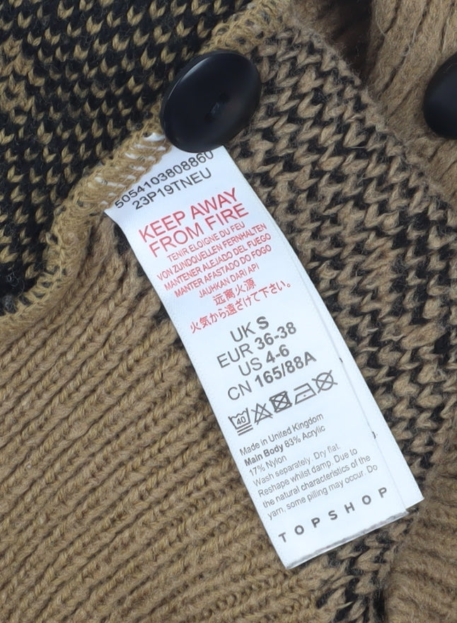 Topshop Women's Brown Polka Dot Cardigan Size S