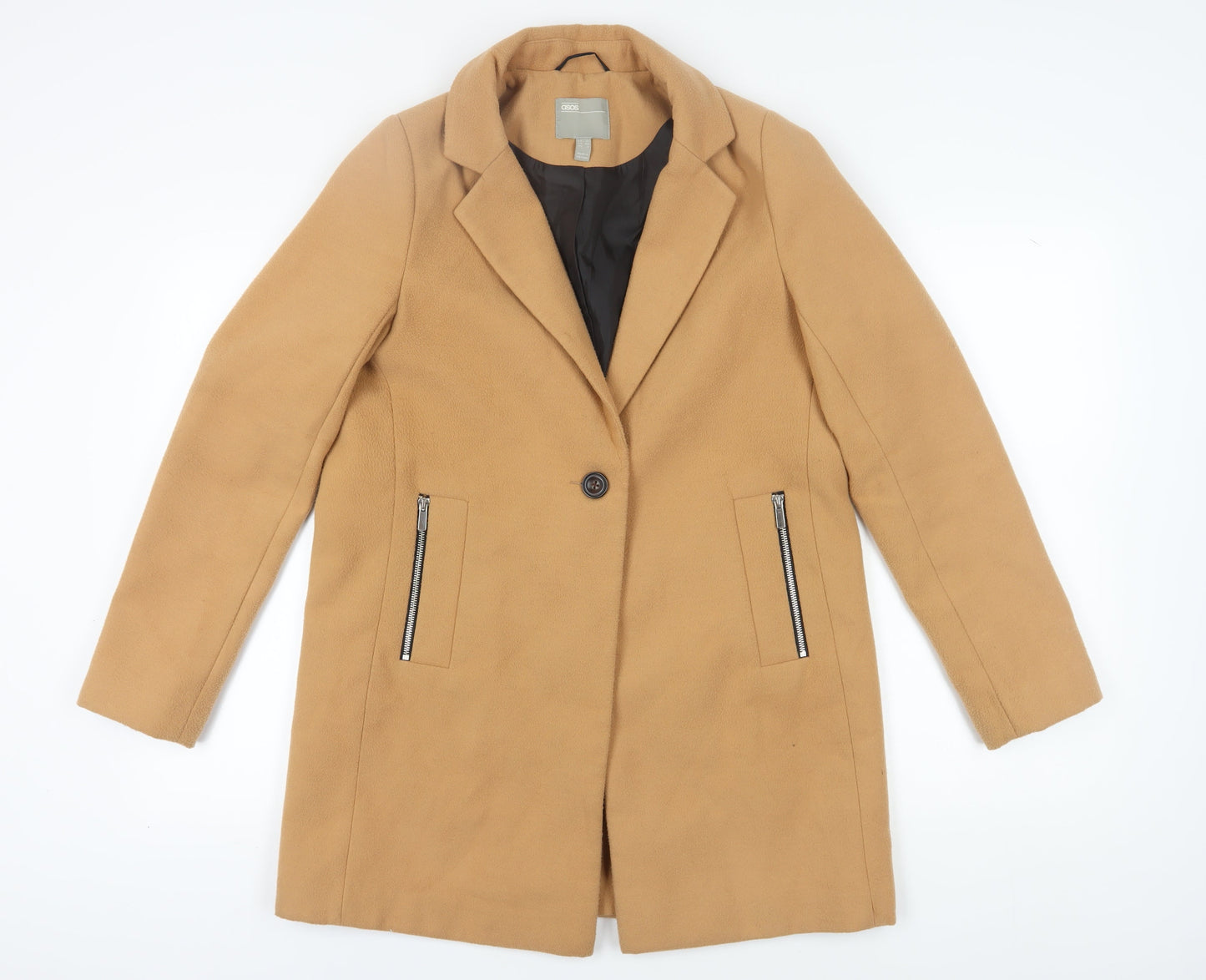 ASOS Women's Beige Coat Size 12 with Zipped Pockets
