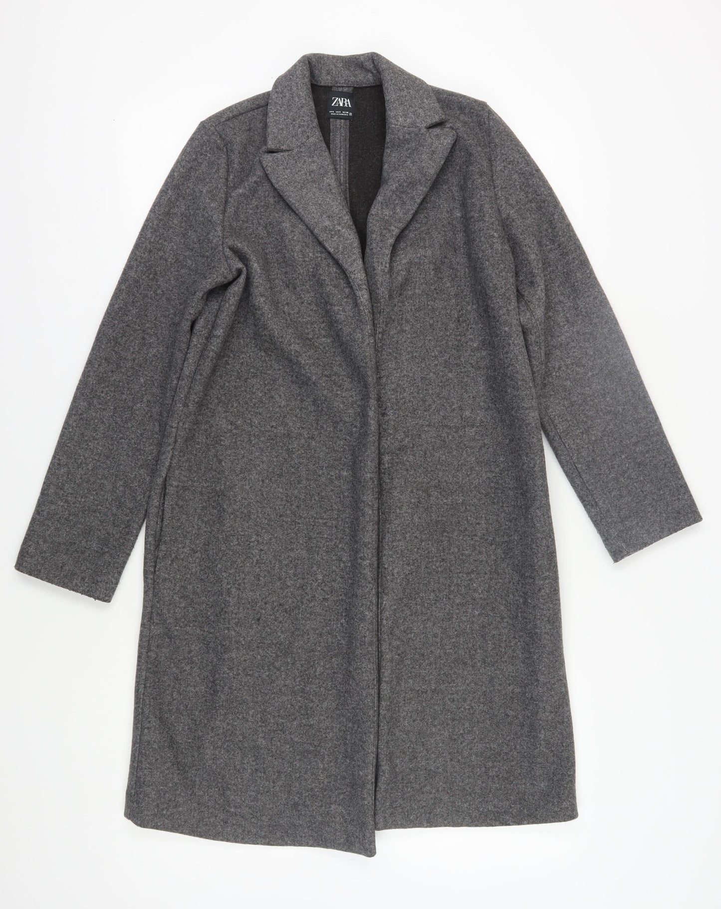 Zara Women's Grey Overcoat S Collared Mid-Length