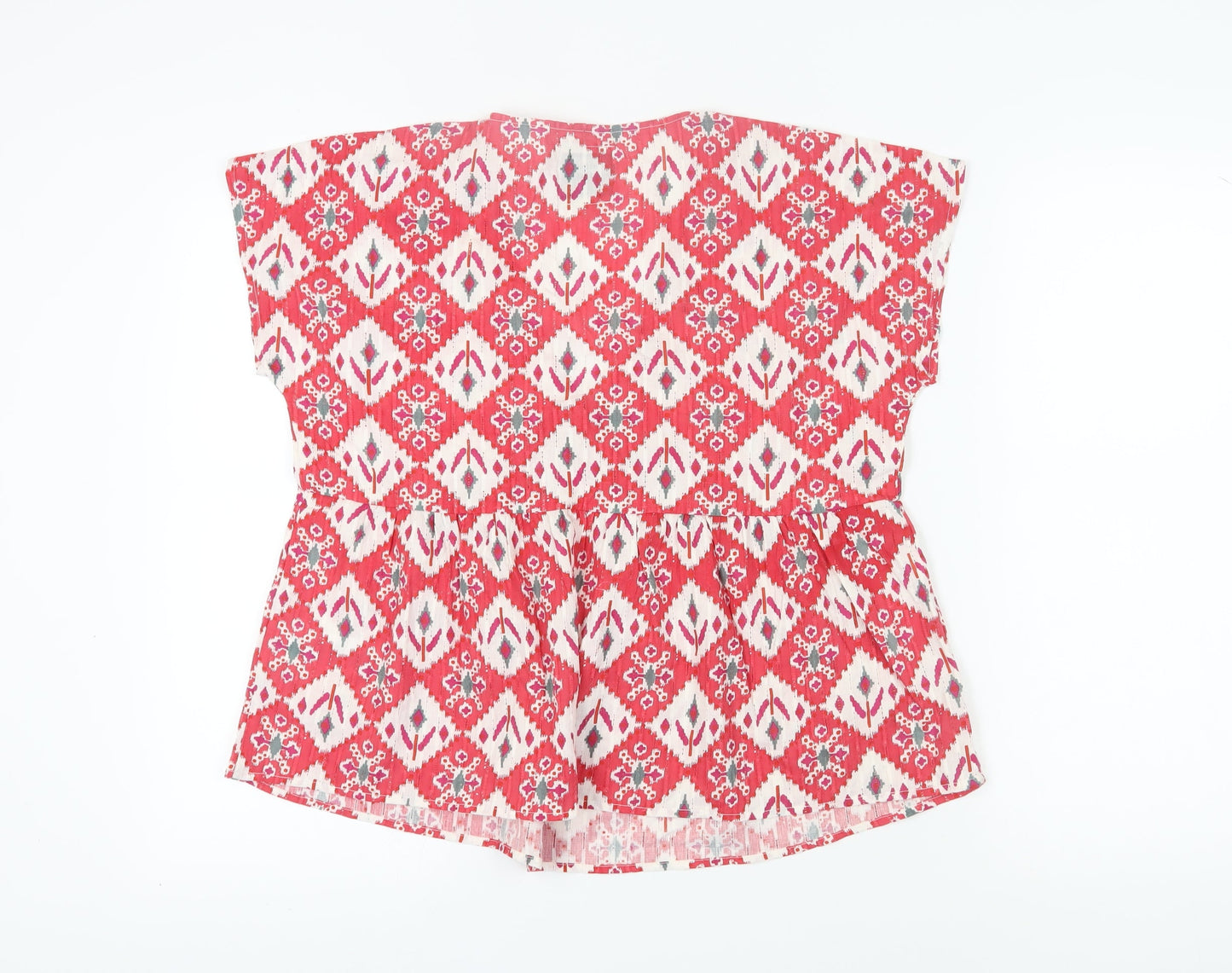 Burgs Women's Geometric Red Blouse UK Size 8
