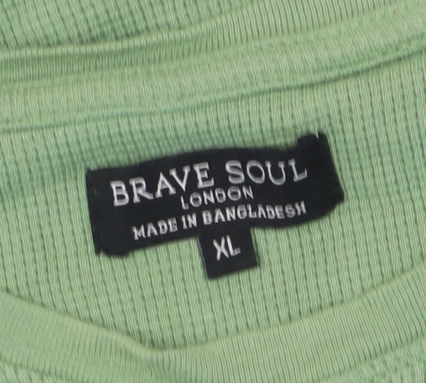 Brave Soul Men's Green T-Shirt XL Cotton Casual