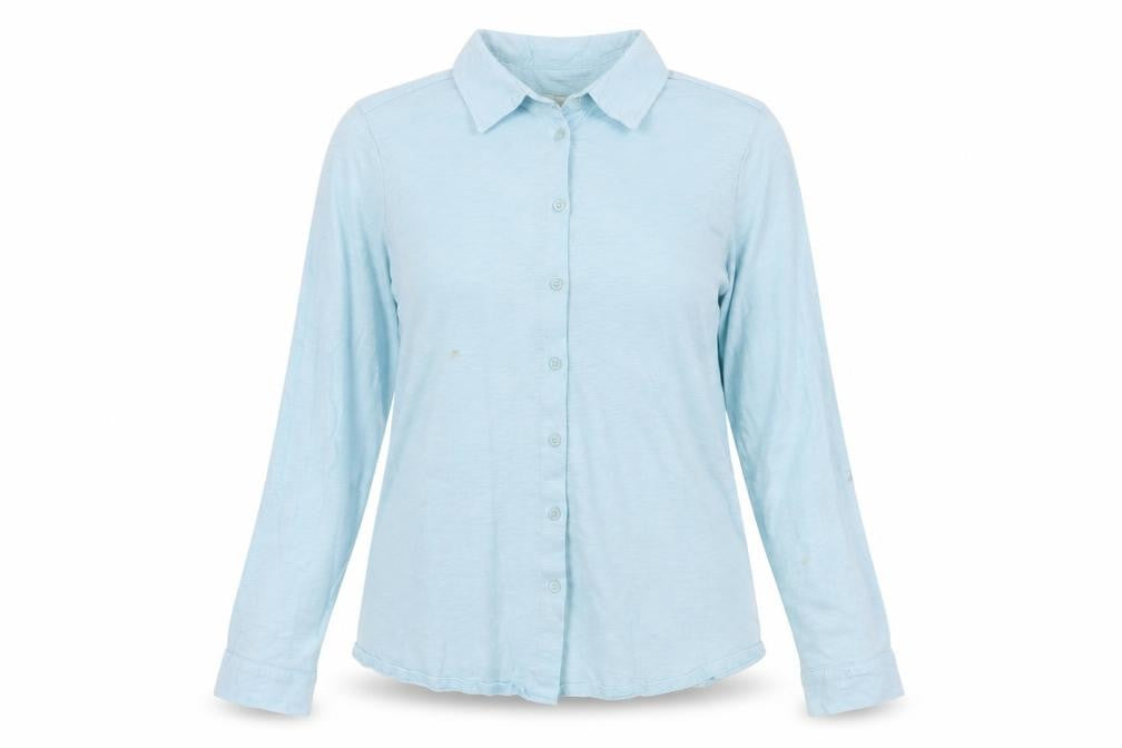 WoolOvers Women's Blue Collared Button-Up Shirt M