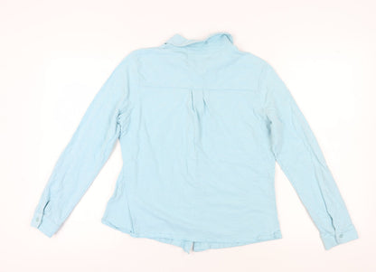 WoolOvers Women's Blue Collared Button-Up Shirt M