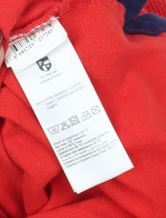 US Polo Assn Men's Red Striped Polo Shirt Size L