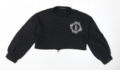 Additional front view of I Saw It First Women's Black Pullover Sweatshirt, size 8