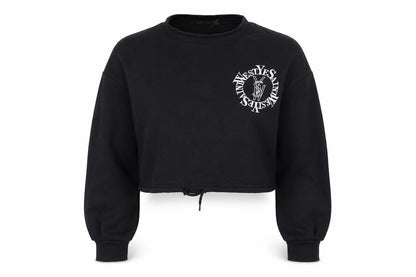 Front view of I Saw It First Women's Black Pullover Sweatshirt, size 8