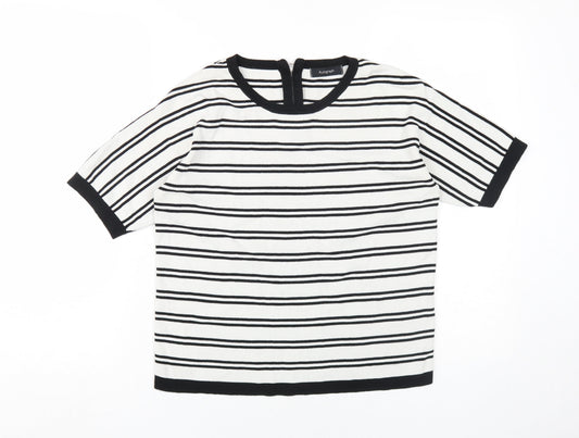 Marks & Spencer Black Striped Jersey T-Shirt, Size 8