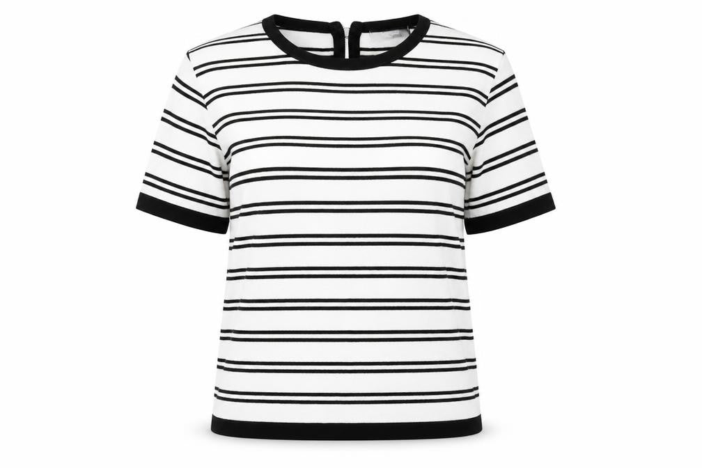 Marks & Spencer Black Striped Jersey T-Shirt, Size 8