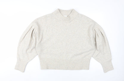 H&M Beige Women's Mock Neck Pullover Jumper - M