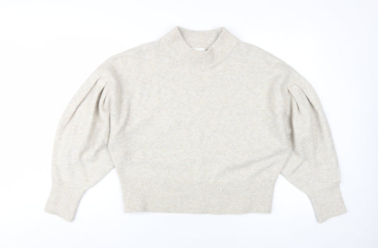 H&M Beige Women's Mock Neck Pullover Jumper - M