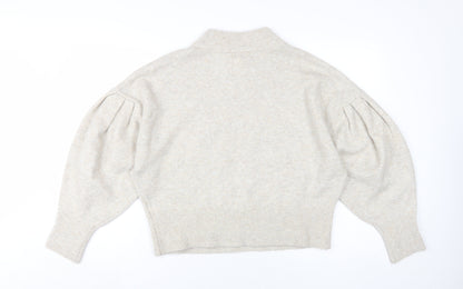 H&M Beige Women's Mock Neck Pullover Jumper - M