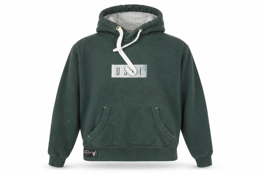 USHI Men's Green Pullover Hoodie, Logo, Size M, Hooded