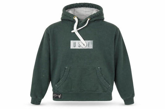 USHI Men's Green Pullover Hoodie, Logo, Size M, Hooded