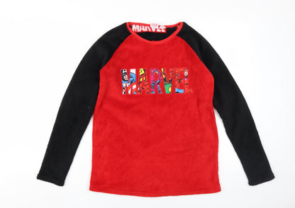 Preloved Marvel Boys Red Black Superhero Long Sleeve Pyjama Top - Front