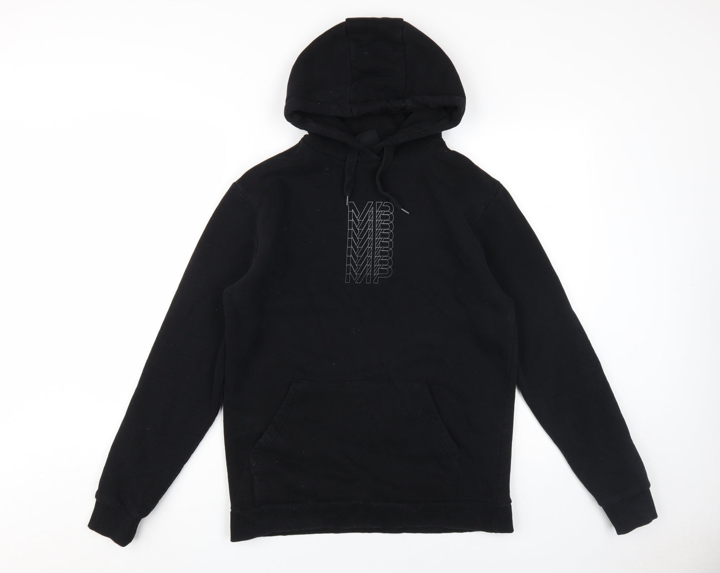 MP Men's Black Hoodie, Size S, Logo Accent, Fleece Pullover