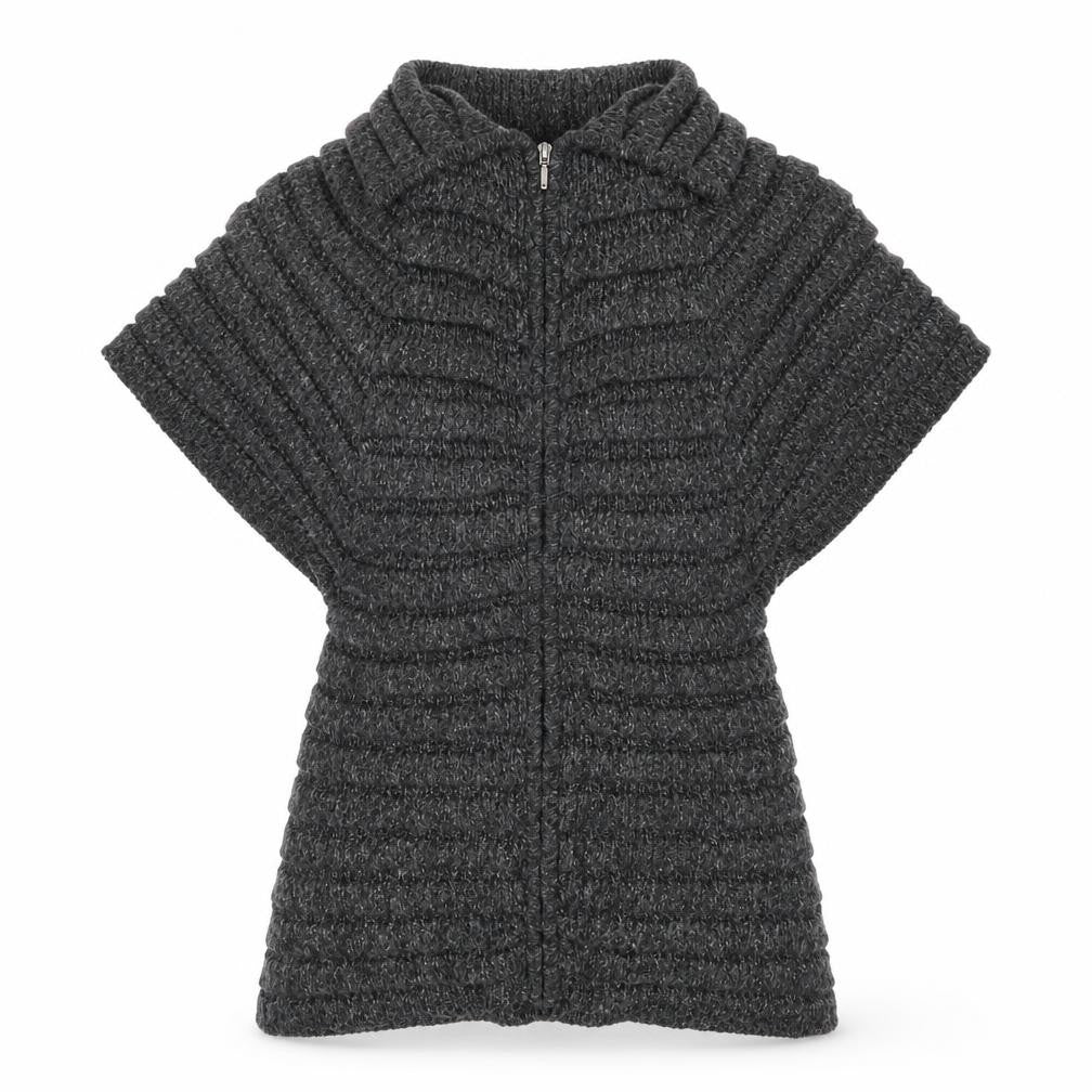 Amy's Page Women's Black Cape Jumper M Zip Knit