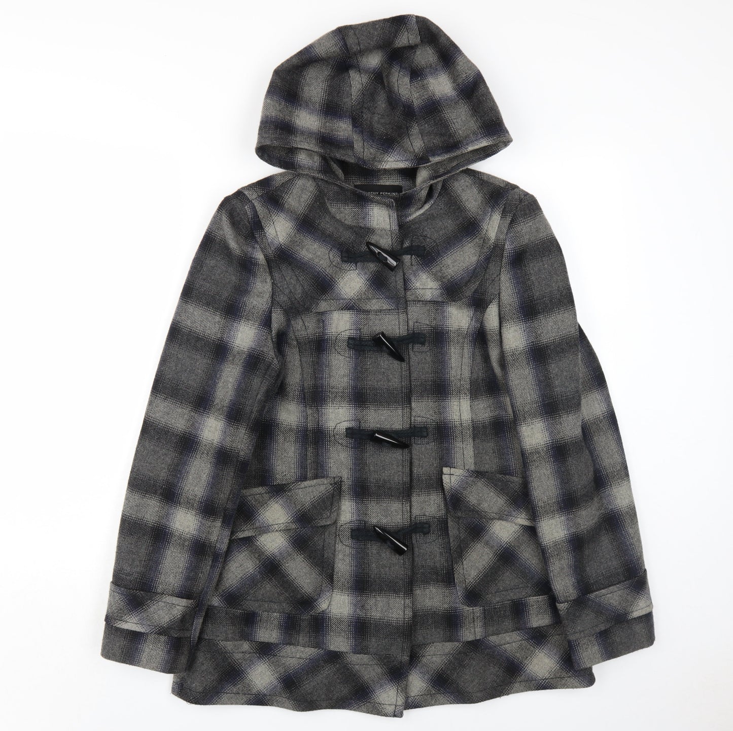 Dorothy Perkins Women's Grey Check Duffle Coat