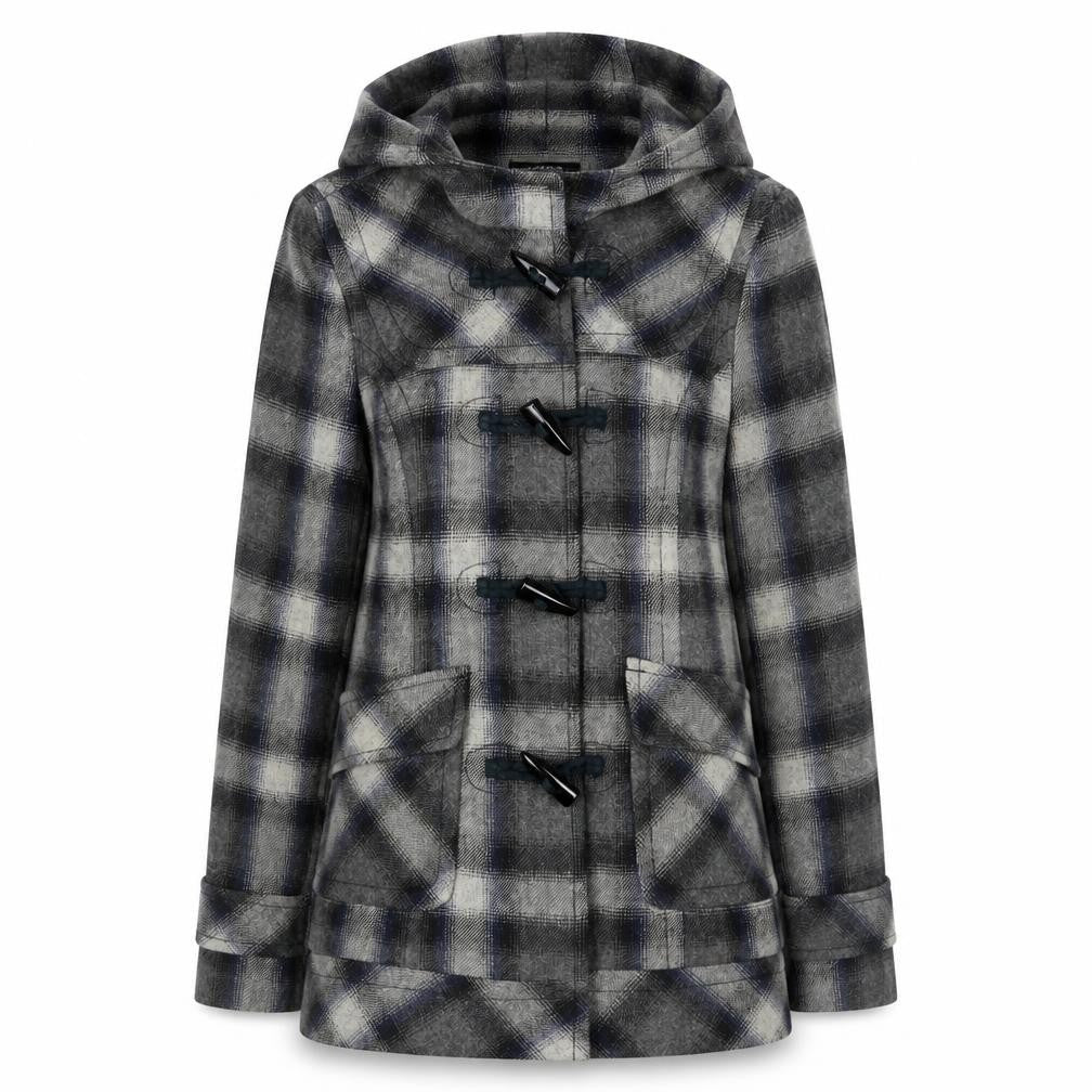 Dorothy Perkins Women's Grey Check Duffle Coat