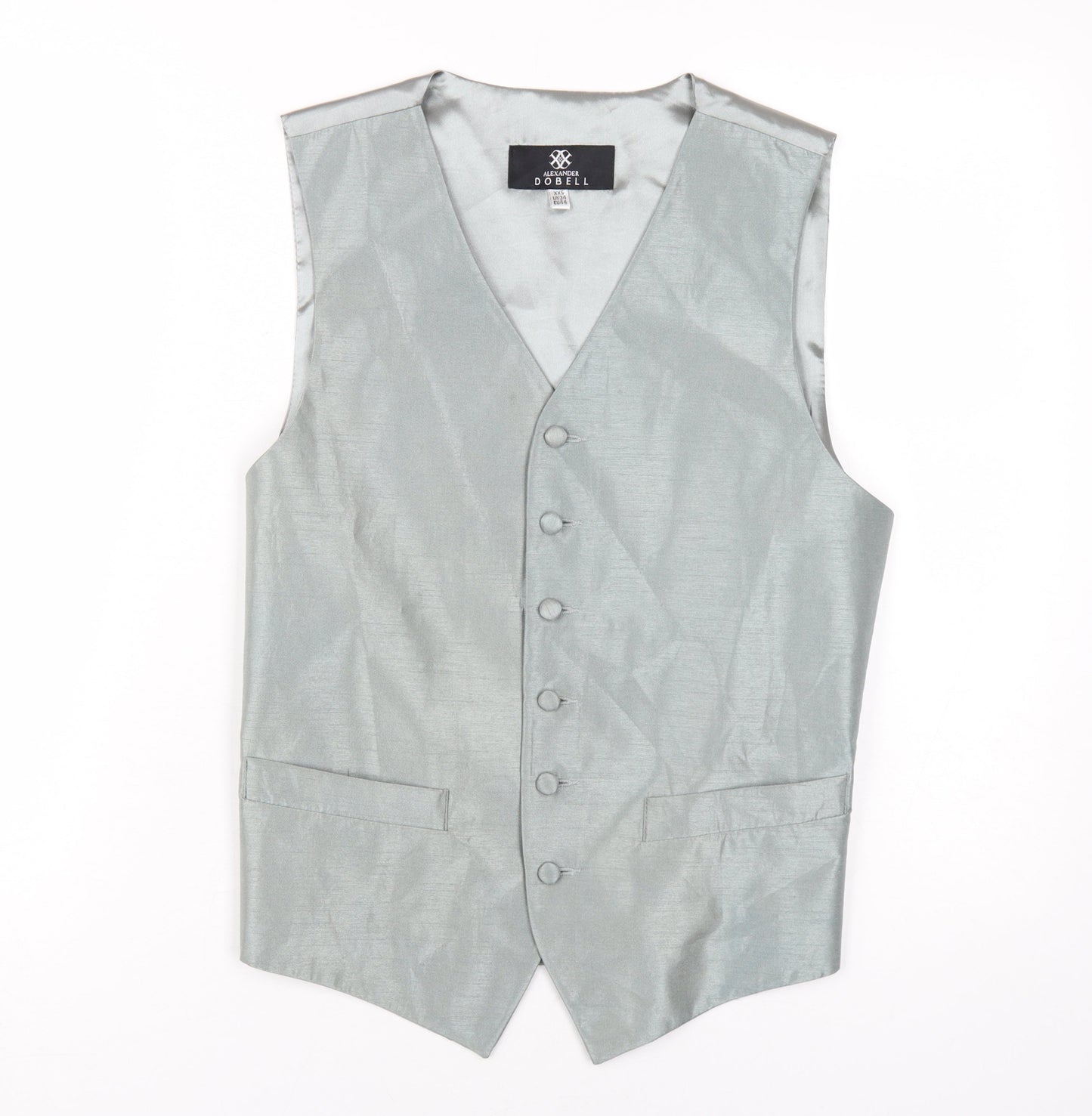 Alexander Dobell Men's Silver Suit Waistcoat 34R