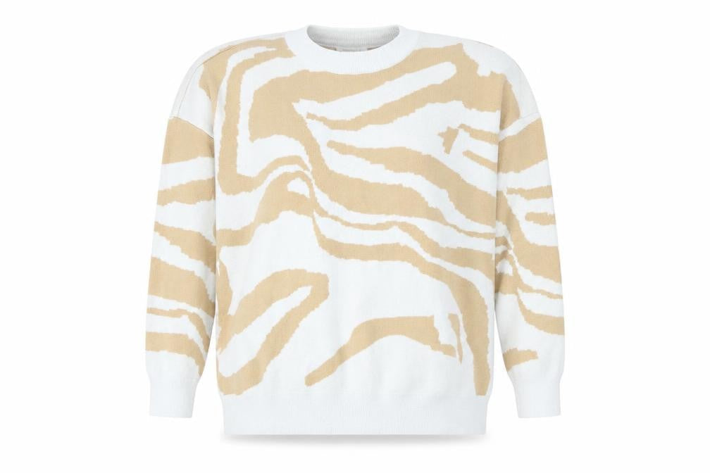 Modcci Women's Beige Animal Knit Pullover Jumper