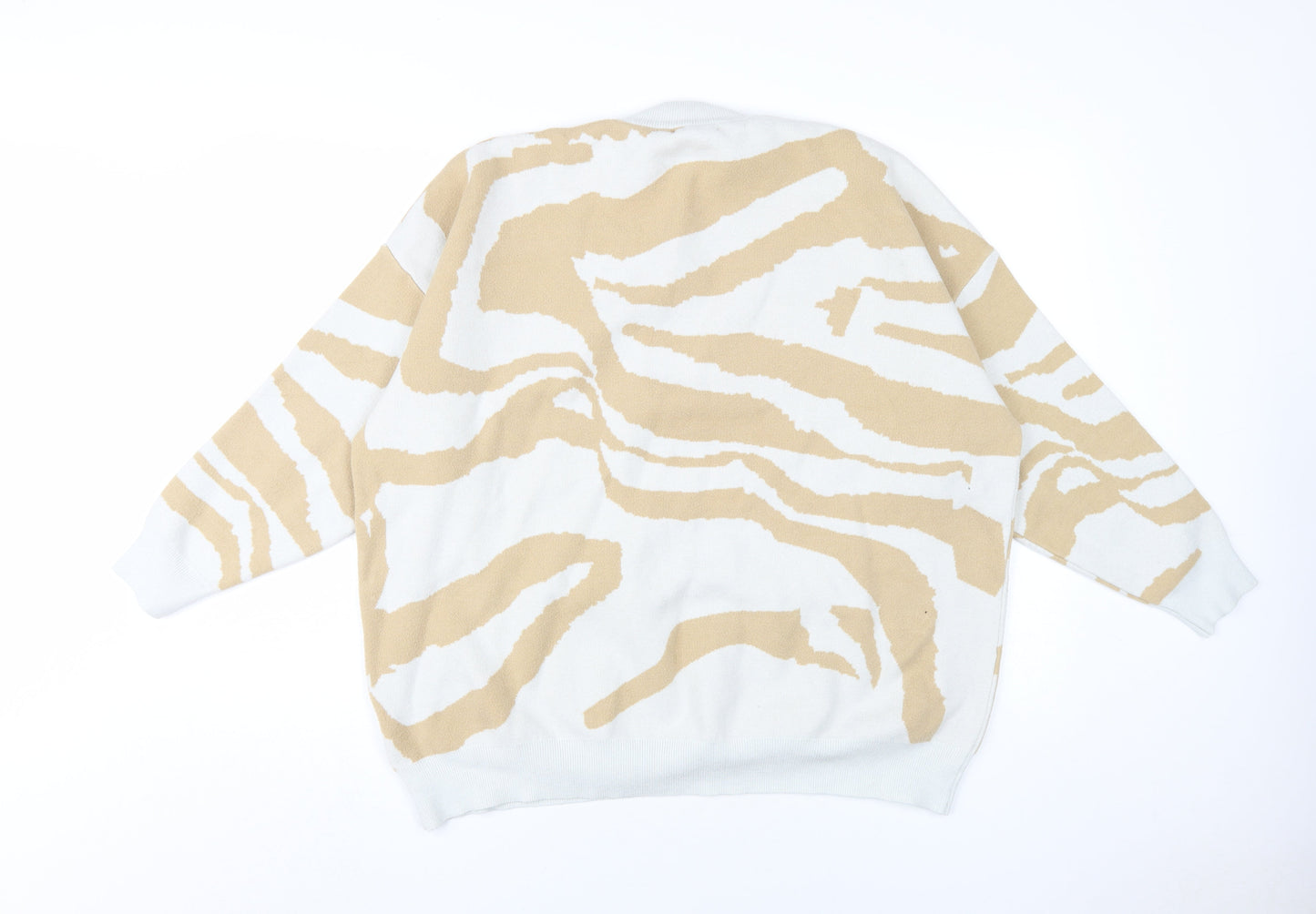 Modcci Women's Beige Animal Knit Pullover Jumper