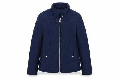 Avenue Women’s Blue Quilted Jacket, Size 12, Full Zip Casual