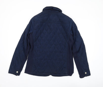 Avenue Women’s Blue Quilted Jacket, Size 12, Full Zip Casual
