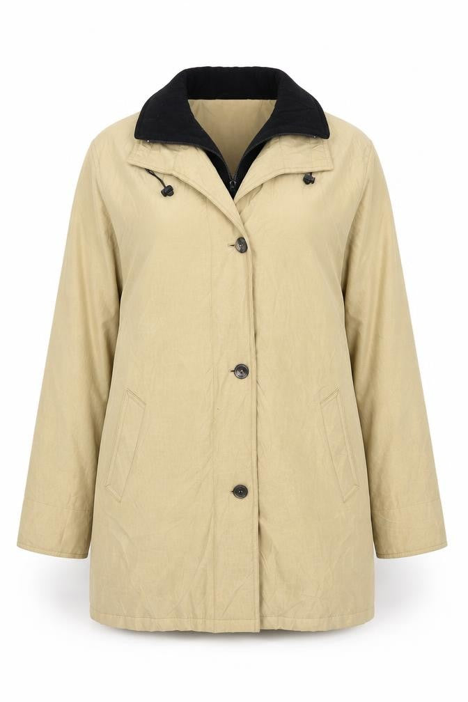 City Women's Beige Overcoat, Size 12, Casual, Button