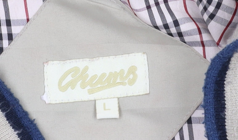 Cheems Beige Bomber Jacket, Men's L, Casual Zip