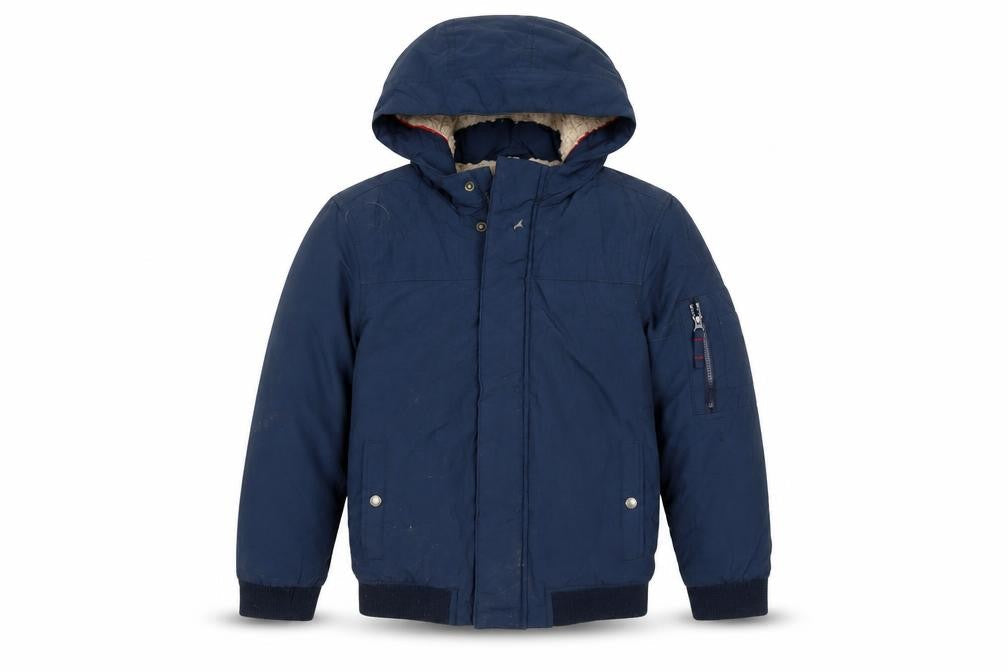 FatFace Boys Blue Bomber Jacket, 10-11 Years, Hooded Winter Coat