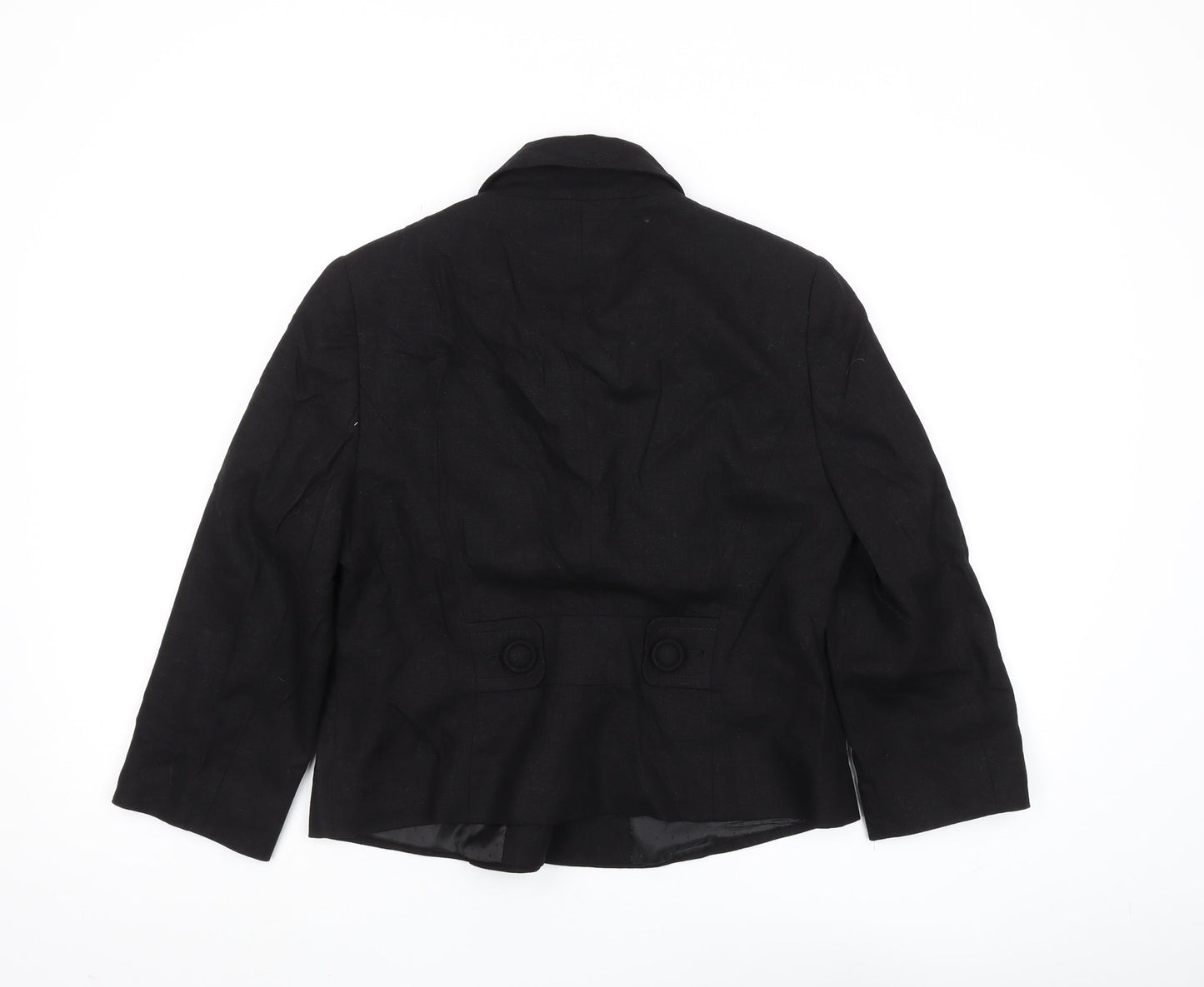 Debenhams Women's Black Cotton Blend Blazer, Size 12