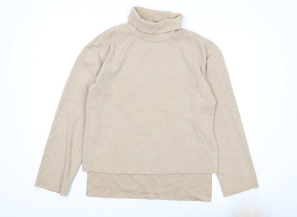 Zara Women Beige Roll Neck Pullover Jumper Size 4