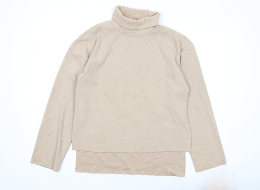 Zara Women Beige Roll Neck Pullover Jumper Size 4