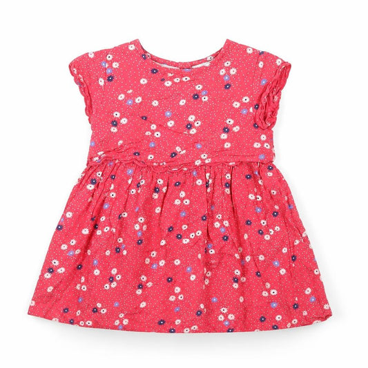 Front view of Jasper Conran girls’ red floral a-line dress 12-18 months